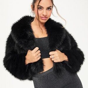 Chic Black Faux Fur Jacket